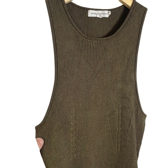 Good American Women’s Rib Knit Thong Bodysuit in Fog Greenish Brown Size M (2) - Picture 9 of 16